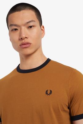 Camiseta Fred Perry Ringer Deportiva Marrón Para Hombre