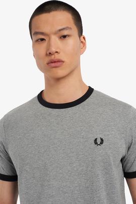 Camiseta Fred Perry Ringer Deportiva Gris Para Hombre