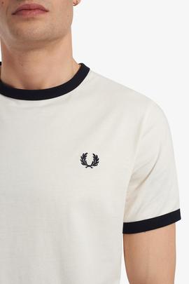 Camiseta Fred Perry Ringer Deportiva Blanca Para Hombre