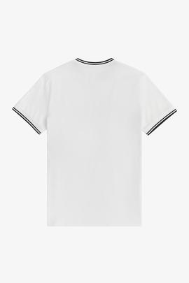 Camiseta Fred Perry Ribetes Blanco Para Hombre