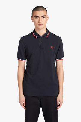 Polo Fred Perry Icónico Marino y Rojo Para Hombre