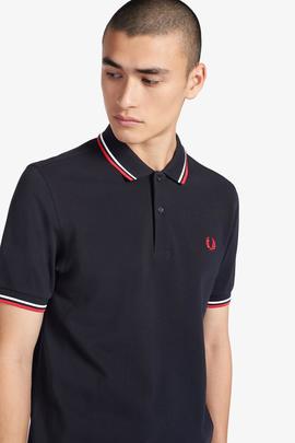 Polo Fred Perry Icónico Marino y Rojo Para Hombre