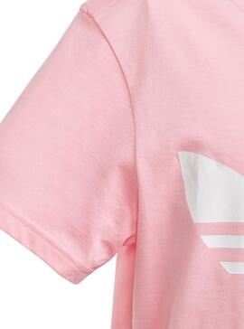 Camiseta Adidas Trefoil Rosa Suave Niña