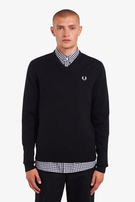 Jersey de Cuello Pico Negro Fred Perry Para Hombre