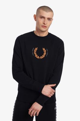 Sudadera Fred Perry Corona de Laurel Negro Para Hombre