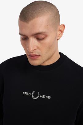 Sudadera Básica con Logo Negro Fred Perry Para Hombre