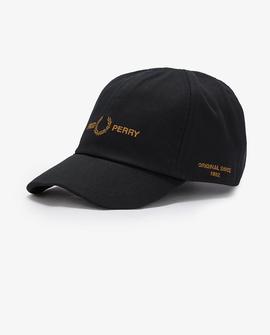 Gorra Fred Perry Letras Negro Para Hombre