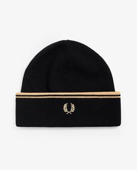 Gorro Negro Fred Perry Cuff Beanie Negro Para Hombre