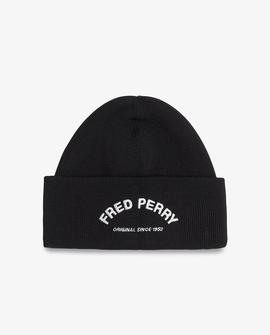 Gorro Con Logotipo Bordado Negro Fred Perry Para Hombre