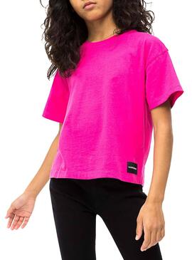 Camiseta Calvin Klein Solid Boxy Rosa Niña