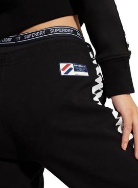 Pantalón Superdry Code Tape Negro Para Mujer