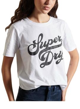 Camiseta Supedry Black Out Blanco Para Mujer