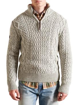 Jersey Superdry Jacob Henley Beige Para Hombre