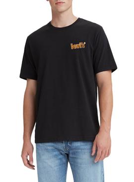 Camiseta Levis Relaxed Negra Logo Para Hombre