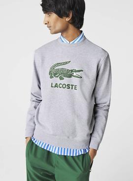 Sudadera Lacoste Logo Craquel Gris para Hombre