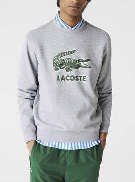 Sudadera Lacoste Logo Craquel Gris para Hombre