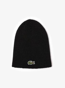 Gorro Lacoste Lana Acanalada Negro para Hombre