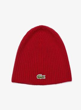 Gorro Lacoste Lana Acanalada Rojo para Hombre