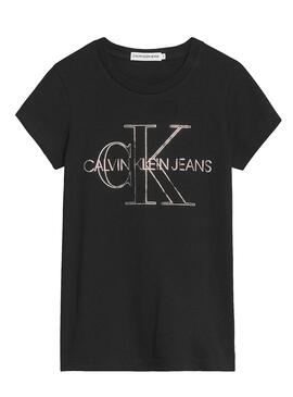 Camiseta Calvin Klein Monogram Outline Negro Niña