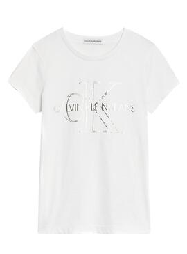 Camiseta Calvin Klein Monogram Outline Blanco Niña