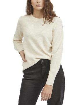 Jersey Vila Ella Crewneck Beige Para Mujer