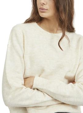 Jersey Vila Ella Crewneck Beige Para Mujer