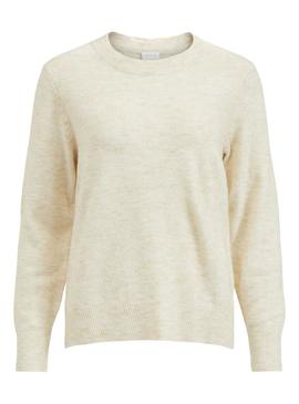 Jersey Vila Ella Crewneck Beige Para Mujer