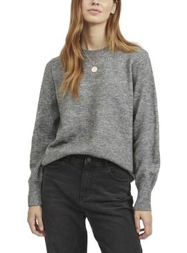 Jersey Vila Ella Crewneck Gris Para Mujer