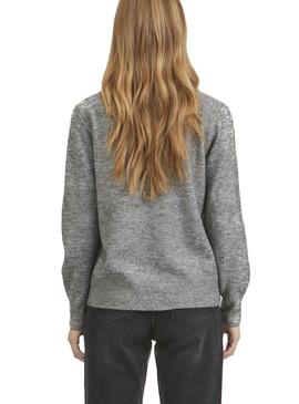 Jersey Vila Ella Crewneck Gris Para Mujer