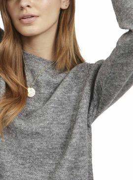 Jersey Vila Ella Crewneck Gris Para Mujer