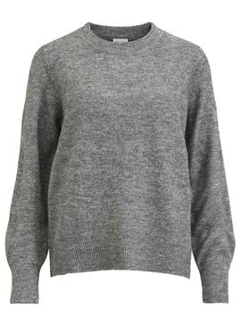 Jersey Vila Ella Crewneck Gris Para Mujer