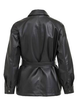 Chaqueta Vila Fraya Coated Belted Negro Para Mujer