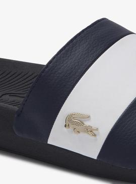 Chanclas Lacoste Croco Slide Marino Hombre 