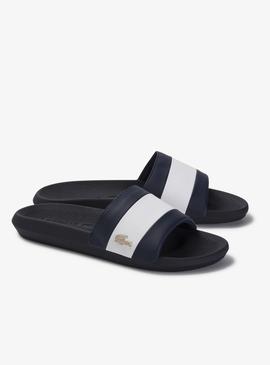 Chanclas Lacoste Croco Slide Marino Hombre 