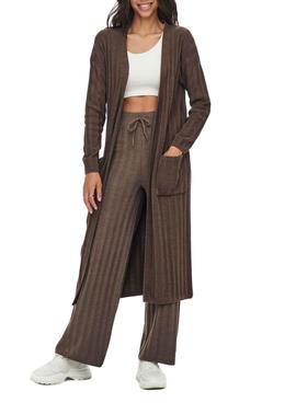 Cardigan Only New Tessa Largo Marron Para Mujer