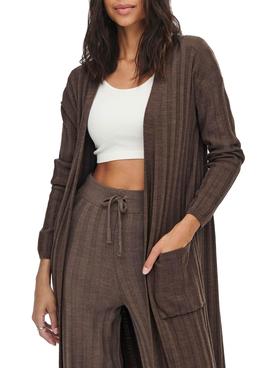 Cardigan Only New Tessa Largo Marron Para Mujer