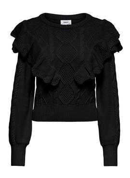 Jersey Only Lisani Life Negro Volantes para Mujer