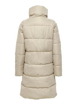 Chaqueta Only New June Long Puffer Beige Mujer