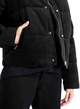 Chaqueta Tommy Jeans Cord Puffa Negro Para Mujer