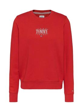 Sudadera Tommy Jeans Essential Logo Rojo Mujer