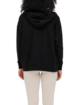 Sudadera Only Feel Zip Oversize Negro Para Mujer