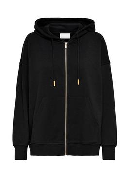 Sudadera Only Feel Zip Oversize Negro Para Mujer