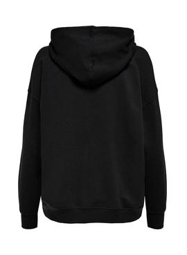 Sudadera Only Feel Zip Oversize Negro Para Mujer