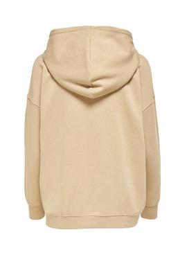 Sudadera Only Feel Zip Oversize Tostado Para Mujer