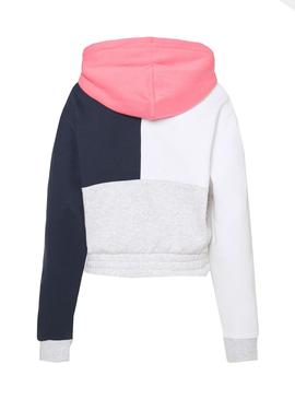 Sudadera Tommy Jeans Crop Colorblock Gris Mujer