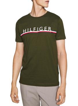 Camiseta Tommy Hilfiger Corp Stripe Verde Hombre
