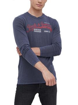 Camiseta Jack And Jones Bluwash Logo Marino Hombre