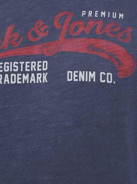 Camiseta Jack And Jones Bluwash Logo Marino Hombre
