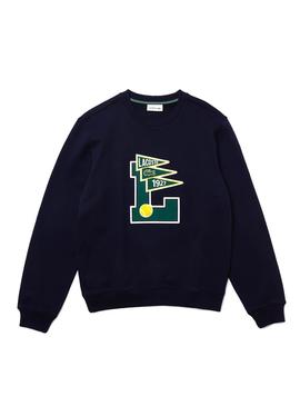 Sudadera Lacoste Insigia Logo Marino Para Hombre