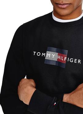 Sudadera Tommy Hilfiger Lines Crewn Negro Hombre